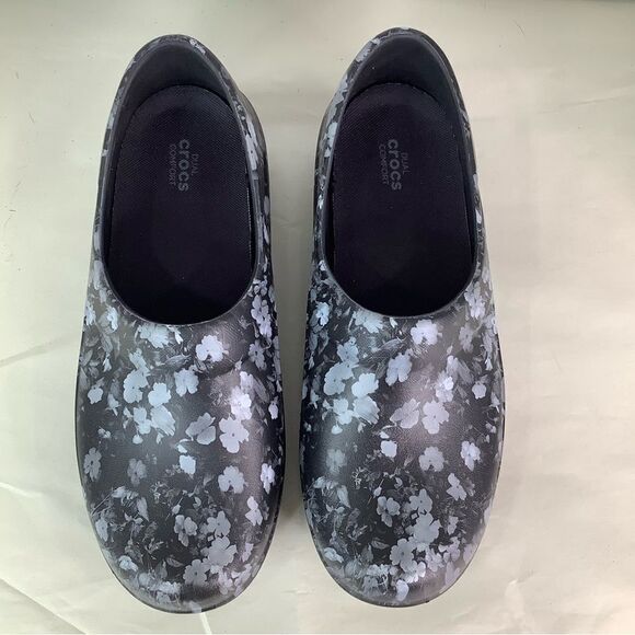 Crocs Neria Pro II Clogs Slip Resistant Work Gray Black Floral WOMENS Sz W11 - Picture 7 of 10